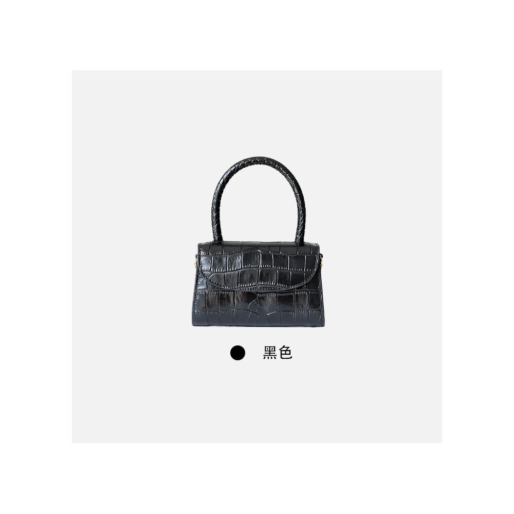 Eldora Genuine Cow Leather Top Handle Bag Black 77129