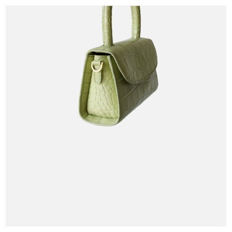 Eldora Genuine Cow Leather Top Handle Bag Green 77129