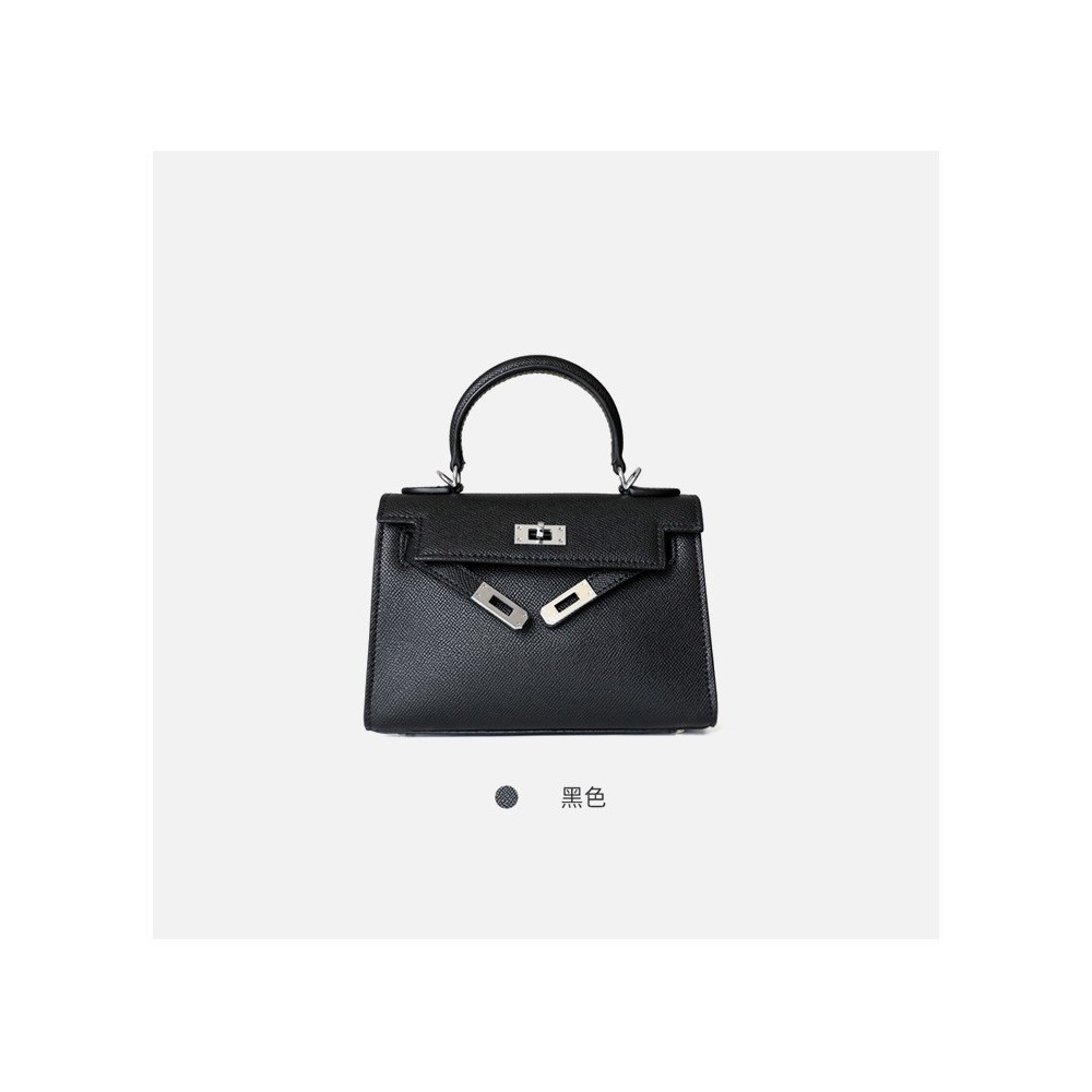 Eldora Genuine Cow Leather Top Handle Bag  Black 77130