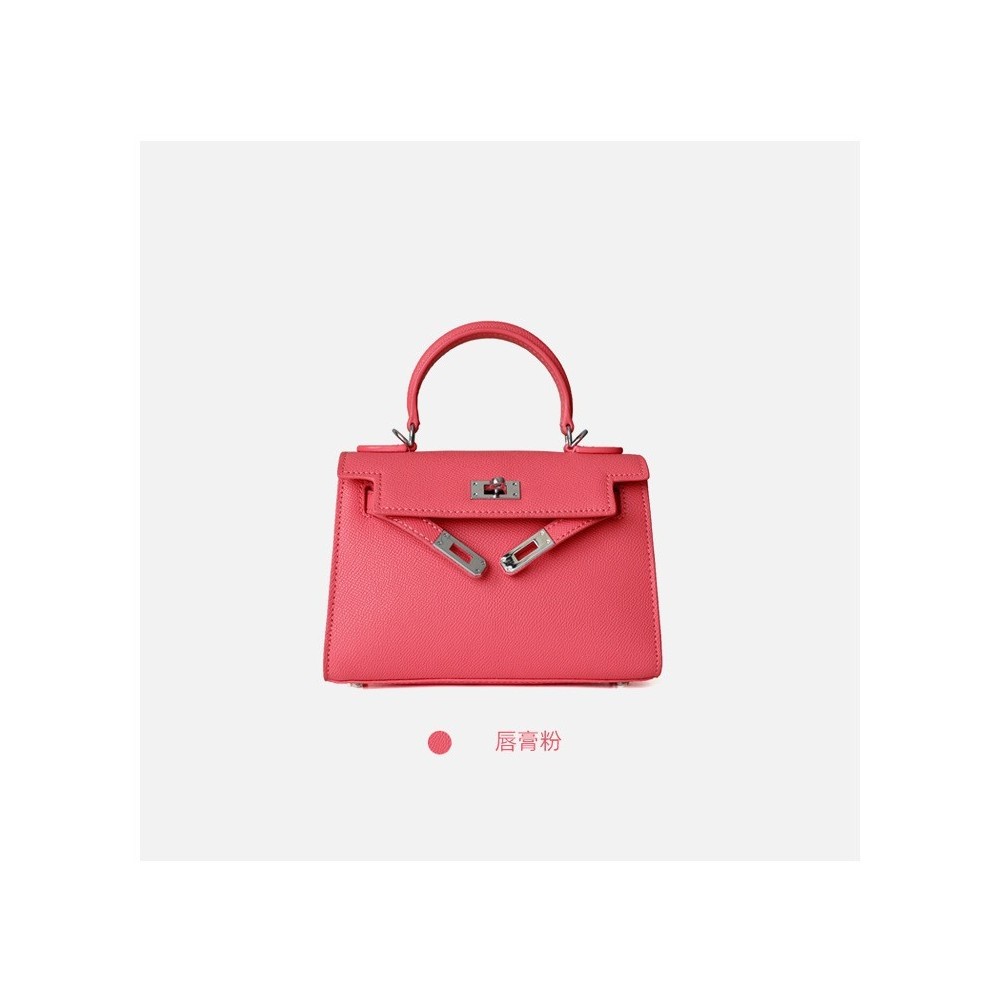 Eldora Genuine Cow Leather Top Handle Bag  Red 77130