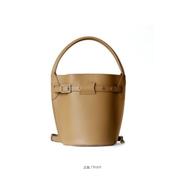 Eldora Genuine Cow Leather Bucket Bag Khaki 77131