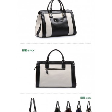 Maud Genuine Leather Satchel Bag Black White 75117