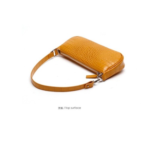 Eldora Genuine Cow Leather Top Handle Bag Yellow 77134