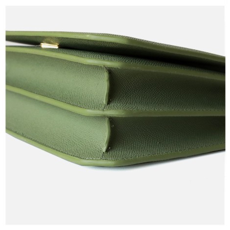 Eldora Genuine Cow Leather Top Handle Bag Green 77138