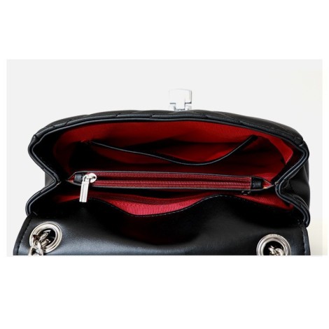 Eldora Genuine Cow Leather Shoulder Bag Black 77139