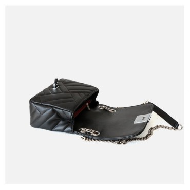 Eldora Genuine Cow Leather Shoulder Bag Black 77139