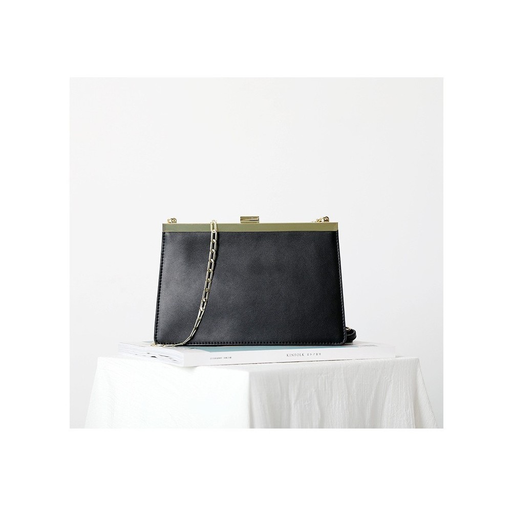 Eldora Genuine Cow Leather Shoulder Bag Black 77140