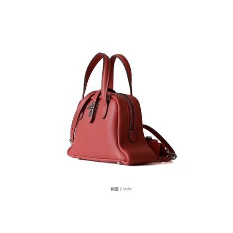 Eldora Genuine Cow Leather Shoulder Bag Red 77143