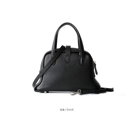 Eldora Genuine Cow Leather Shoulder Bag Black 77143