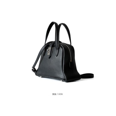 Eldora Genuine Cow Leather Shoulder Bag Black 77143