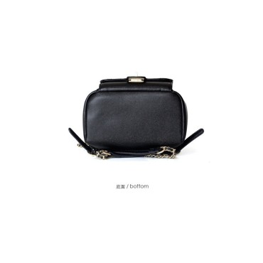Eldora Genuine Cow Leather Shoulder Bag Black 77145