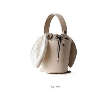 Eldora Genuine Cow Leather Bucket Bag White 77146