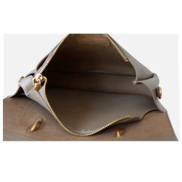 Eldora Genuine Cow Leather Shoulder Bag Khaki 77147