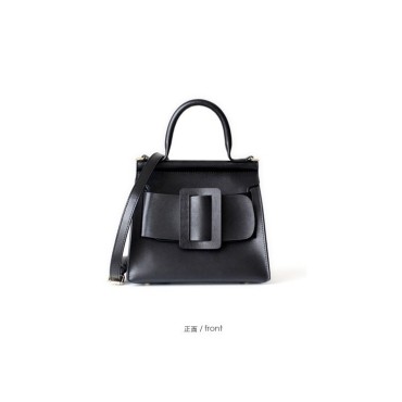 Eldora Genuine Cow Leather Top Handle Bag Black 77152
