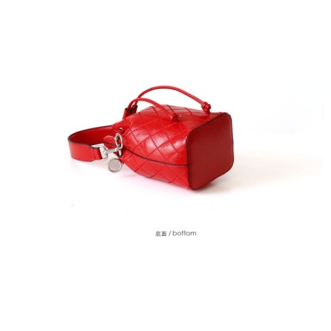 Eldora Genuine Cow Leather Bucket Bag Red 77149
