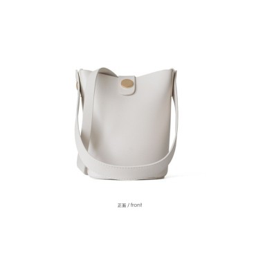 Eldora Genuine Cow Leather Bucket Bag  White 77154