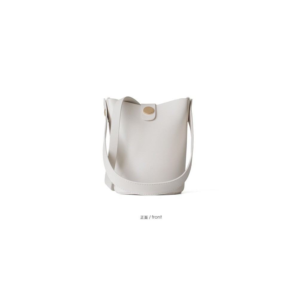 Eldora Genuine Cow Leather Bucket Bag  White 77154