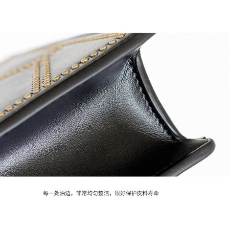 Eldora Genuine Cow Leather Shoulder Bag Black 77156