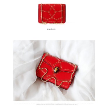 Eldora Genuine Cow Leather Shoulder Bag Red 77156