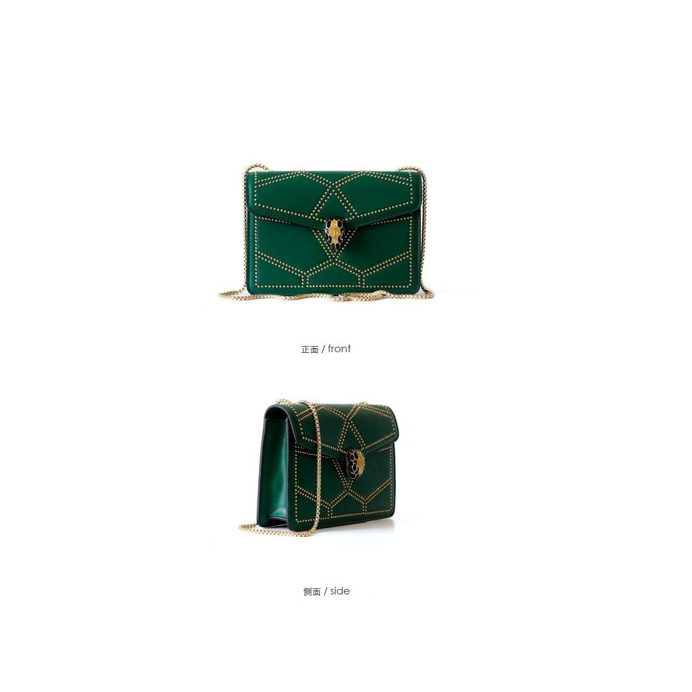 Eldora Genuine Cow Leather Shoulder Bag Green 77156
