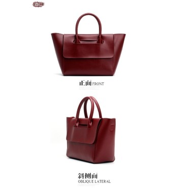 Eldora Genuine Cow Leather Top Handle Bag Red 77160 