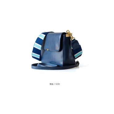 Eldora Genuine Cow Leather Shoulder Bag Blue 77170