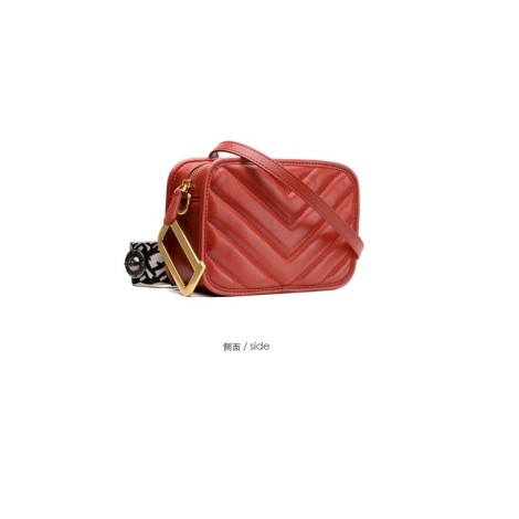 Eldora Genuine Cow Leather Shoulder Bag Red 77172