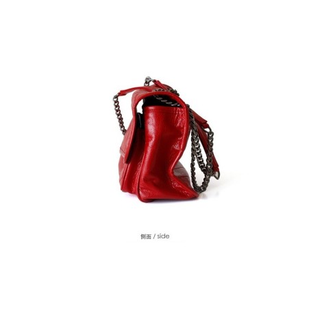 Eldora Genuine Cow Leather Shoulder Bag Red 77174