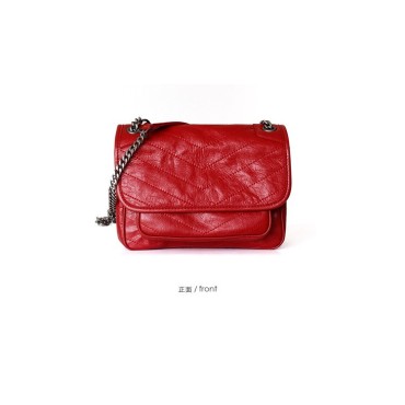 Eldora Genuine Cow Leather Shoulder Bag Red 77174