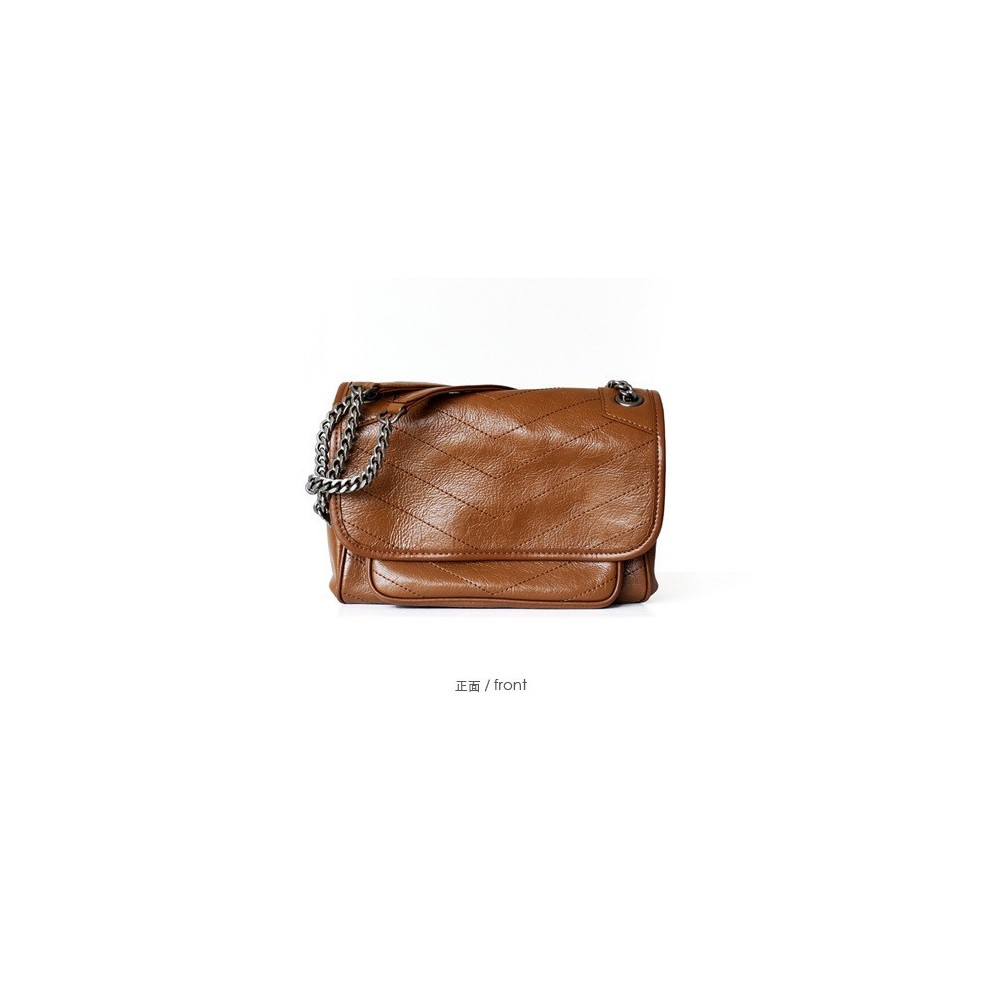 Eldora Genuine Cow Leather Shoulder Bag Brown 77174