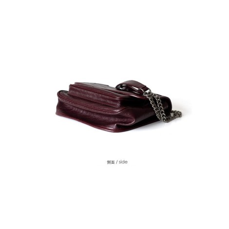 Eldora Genuine Cow Leather Shoulder Bag Dark Red 77174