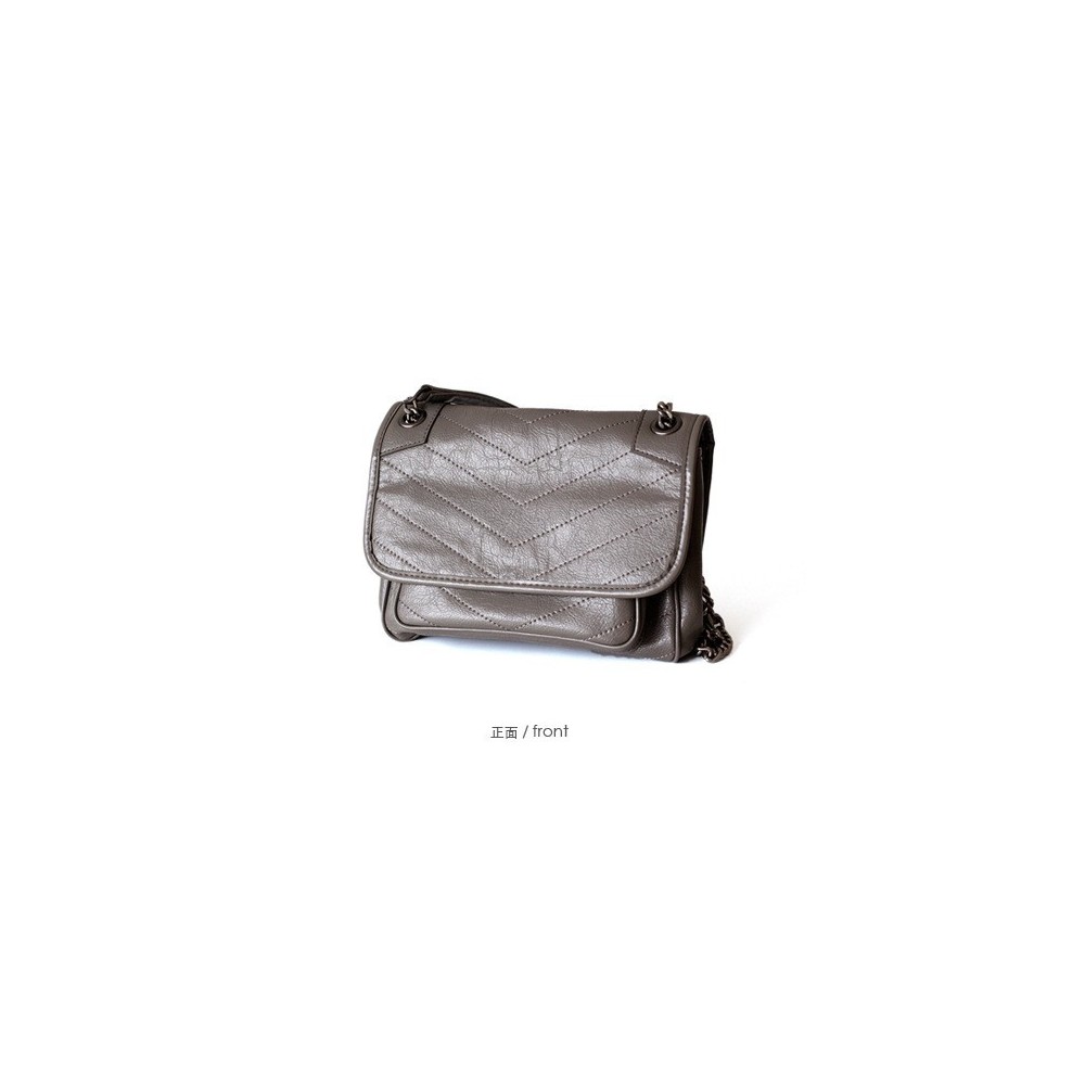 Eldora Genuine Cow Leather Shoulder Bag Grey 77174