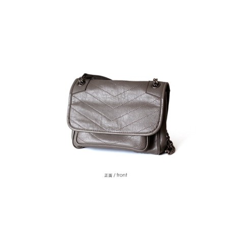 Eldora Genuine Cow Leather Shoulder Bag Grey 77174