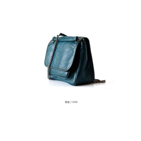 Eldora Genuine Cow Leather Shoulder Bag Blue 77174