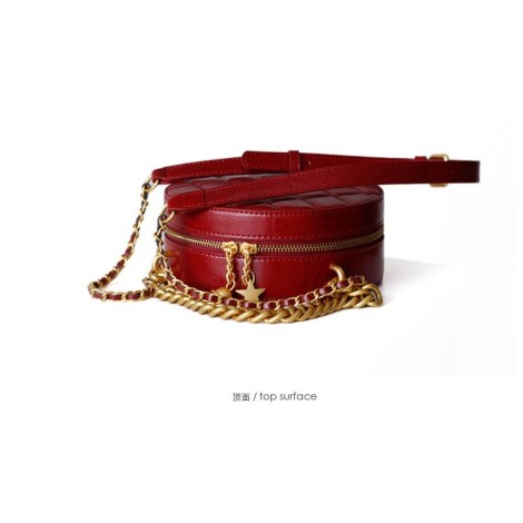 Eldora Genuine Cow Leather Shoulder Bag Red 77175