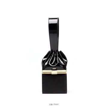 Eldora Genuine Cow Leather Top Handle Bag Black 77180