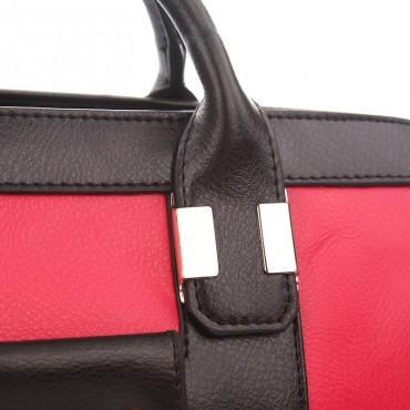 Maud Genuine Leather Satchel Bag Red black 75117