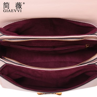 Eldora Genuine Cow Leather Top Handle Bag   Apricot 77189 