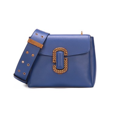 Eldora Genuine Cow Leather Top Handle Bag  Blue 77189 