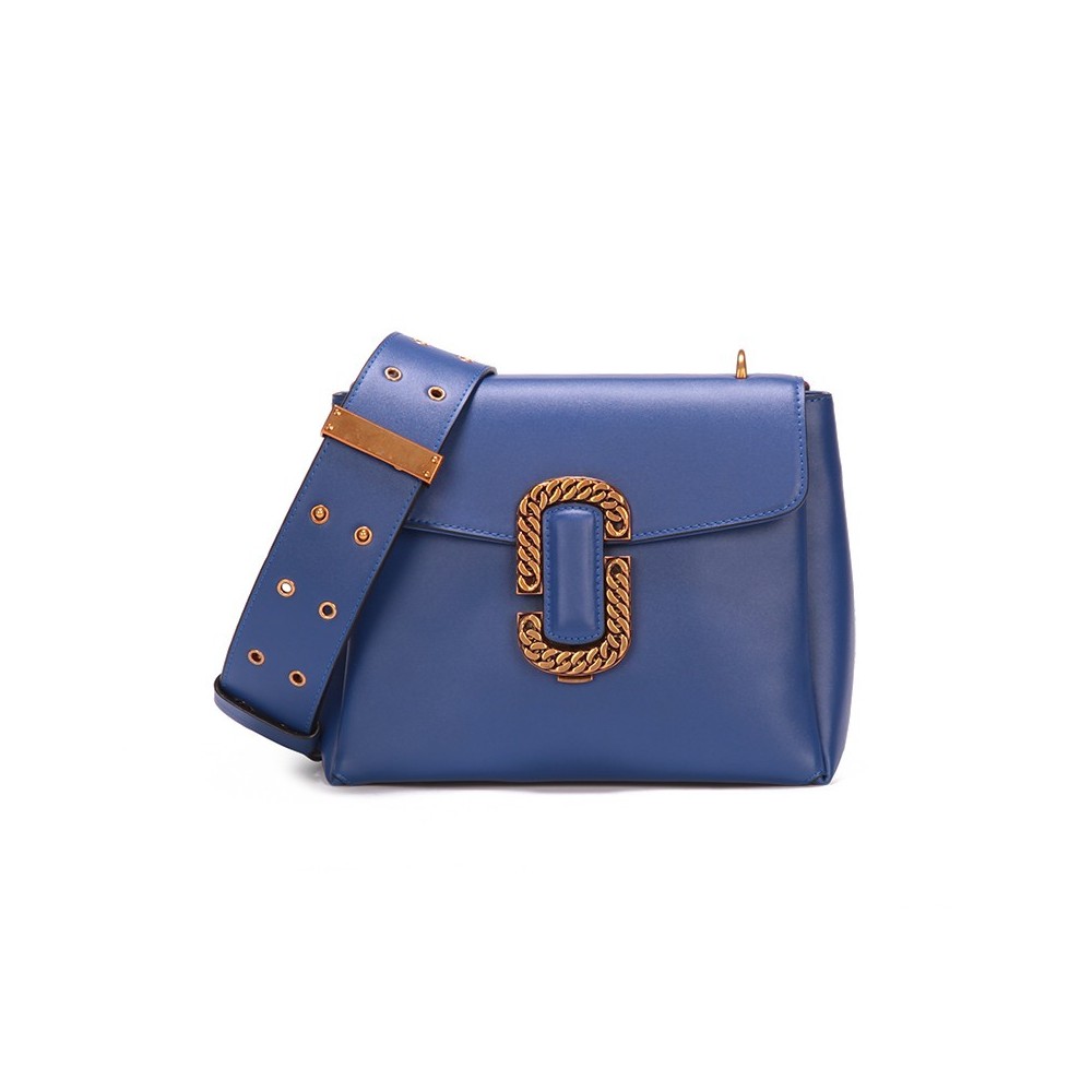 Eldora Genuine Cow Leather Top Handle Bag  Blue 77189 