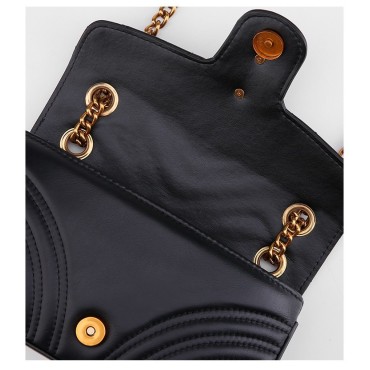 Eldora Genuine Cow Leather Shoulder Bag Black 77190