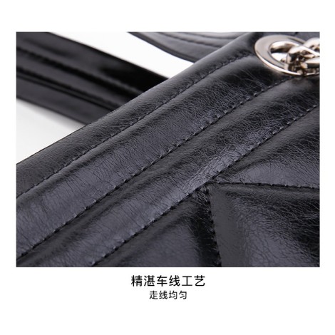 Eldora Genuine Cow Leather Shoulder Bag Black 77194