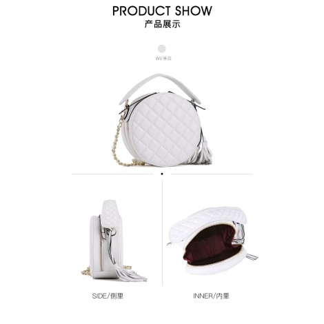 Eldora Genuine Lambskin Leather Shoulder Bag White 77198