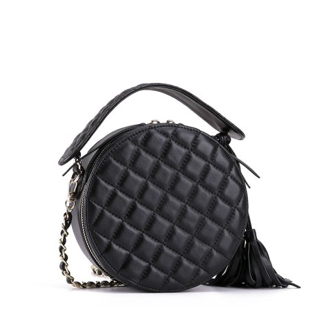 Eldora Genuine Lambskin Leather Shoulder Bag Black 77198