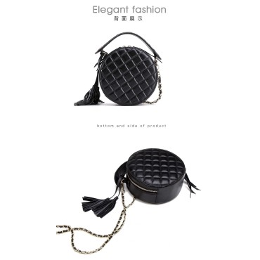 Eldora Genuine Lambskin Leather Shoulder Bag Black 77198