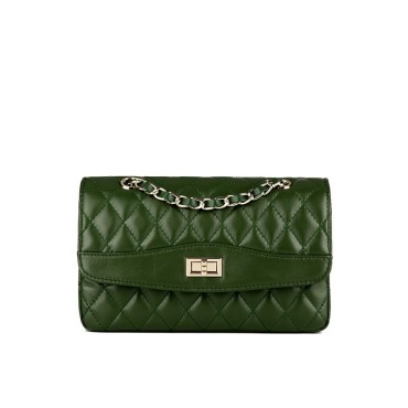 Eldora Genuine Lambskin Leather Shoulder Bag Green 77210