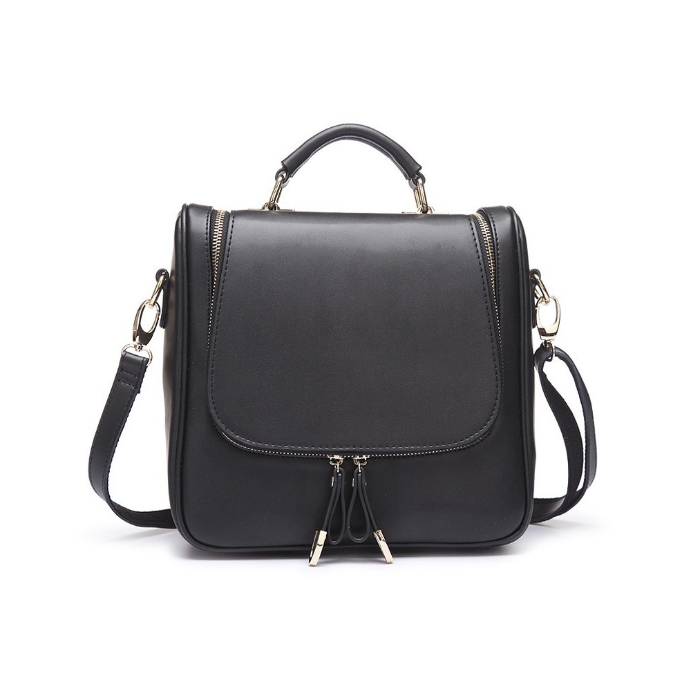 Solange Sac à Dos en Vrai Cuir de Vache Noir  75118