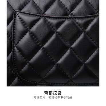 Eldora Genuine Cow Leather Shoulder Bag Black 77223