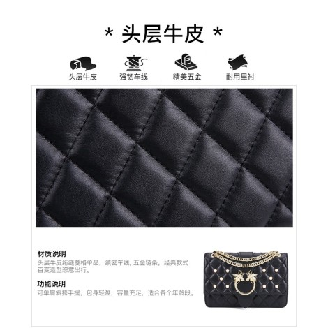 Eldora Genuine Cow Leather Shoulder Bag Black 77227
