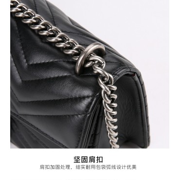 Eldora Genuine Cow Leather Shoulder Bag Black 77229